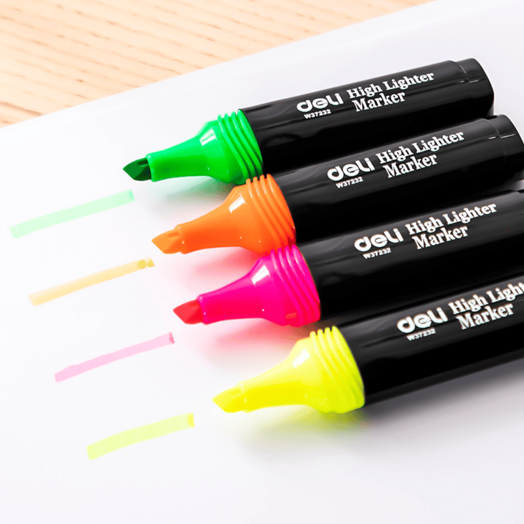 Набор текстмаркеров Deli "Delight", скошенный наконечник 1-5 мм, 4 цвета / Текстовыделители №2