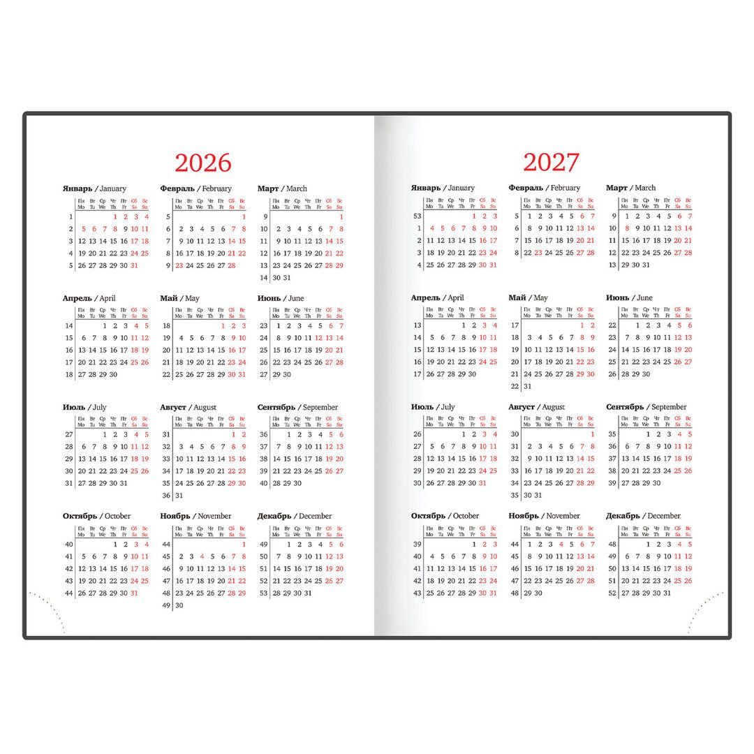 Ежедневник датированный Brauberg "Senator", 2026 г, А5, 168 л, кожзам, черный / Ежедневники датированные №6