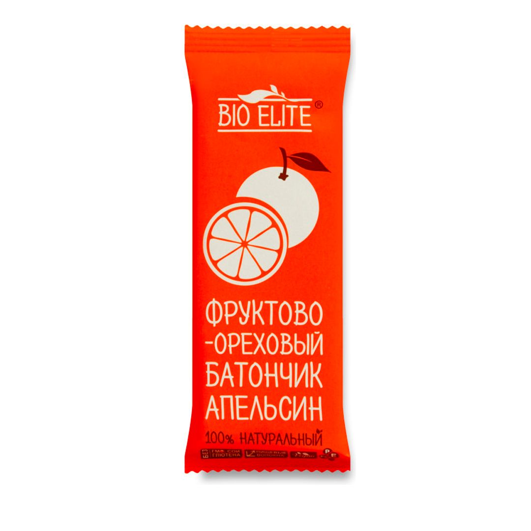 Фруктово-ореховый баточик Bio Elite "Апельсин", 35 гр / Здоровое питание oe.kz Фруктово-ореховый баточик Bio Elite "Апельсин", 35 гр / Здоровое питание