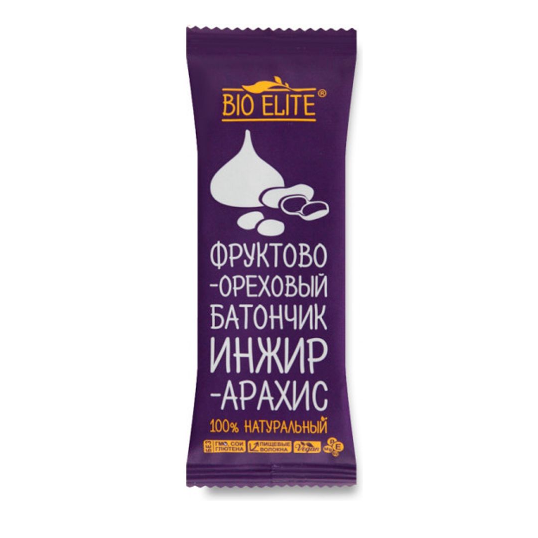 Фруктово-ореховый баточик Bio Elite "Инжир-арахис", 35 гр / Здоровое питание oe.kz Фруктово-ореховый баточик Bio Elite "Инжир-арахис", 35 гр / Здоровое питание