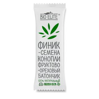 Фруктово-ореховый баточик Bio Elite "Финик-семена конопли", 35 гр / Здоровое питание
