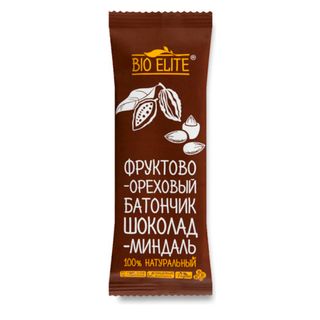 Фруктово-ореховый баточик Bio Elite "Шоколад-миндаль", 35 гр / Здоровое питание