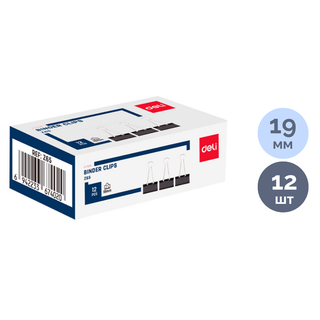 Зажимы для бумаг Deli "Z65", 19 мм, 12 шт., черные / Зажимы для бумаг oe.kz Зажимы для бумаг Deli "Z65", 19 мм, 12 шт., черные / Зажимы для бумаг