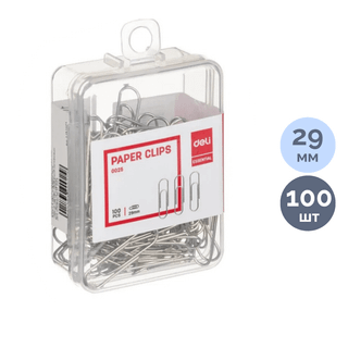 Скрепки канцелярские Deli, 29 мм, 100 шт., никелированные / Скрепки канцелярские oe.kz Скрепки канцелярские Deli, 29 мм, 100 шт., никелированные / Скрепки канцелярские