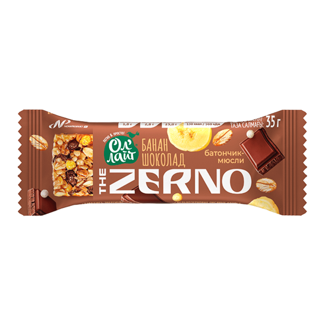 Батончик-мюсли Ол'лайт Zerno "Банан-шоколад", 35 гр / Здоровое питание