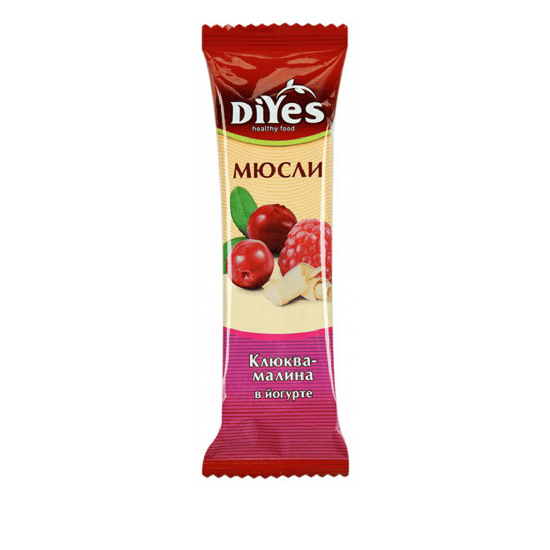 Батончик-мюсли Diyes "Клюква-малина в йогурте ", 25 гр / Здоровое питание