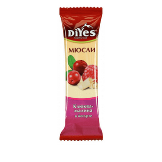 Батончик-мюсли Diyes "Клюква-малина в йогурте ", 25 гр / Здоровое питание