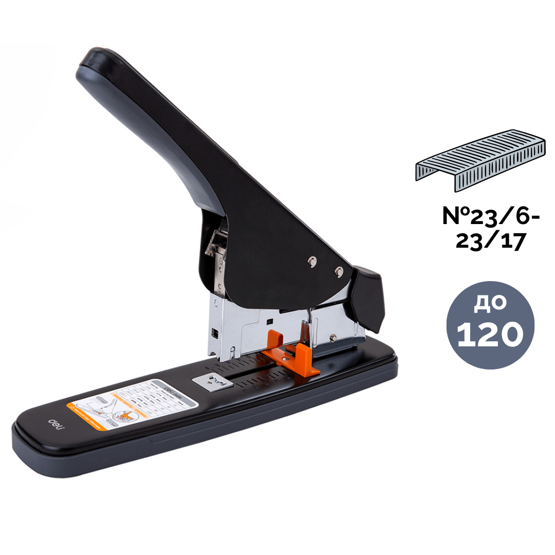 60 параққа дейін қапсырмалағыш степлер, Deli, № 23/6-23/10, металл/пластик, ассорти / Степлерлер