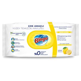 Салфетки влажные Bingo "Лимон", 96 штук в упаковке / Салфетки влажные косметические