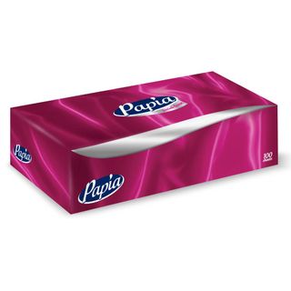 Салфетки Papia, 2-х слойные, 100 шт., размер листа 21*21 см, в картонном боксе, белые / Салфетки бумажные