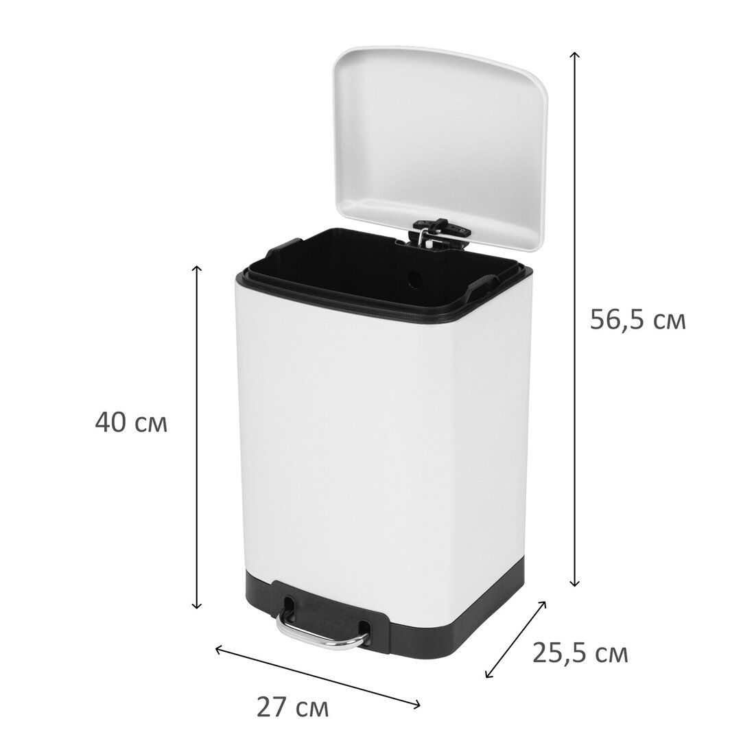Ведро для мусора Laima "Ultra", 12 л, с педалью, металл, белое / Контейнеры и ведра для мусора №2