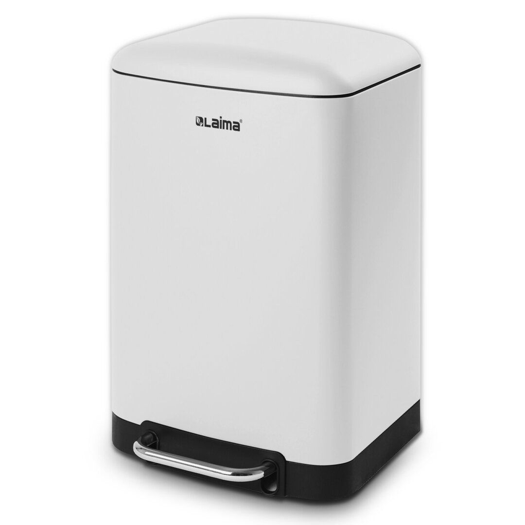 Ведро для мусора Laima "Ultra", 12 л, с педалью, металл, белое / Контейнеры и ведра для мусора