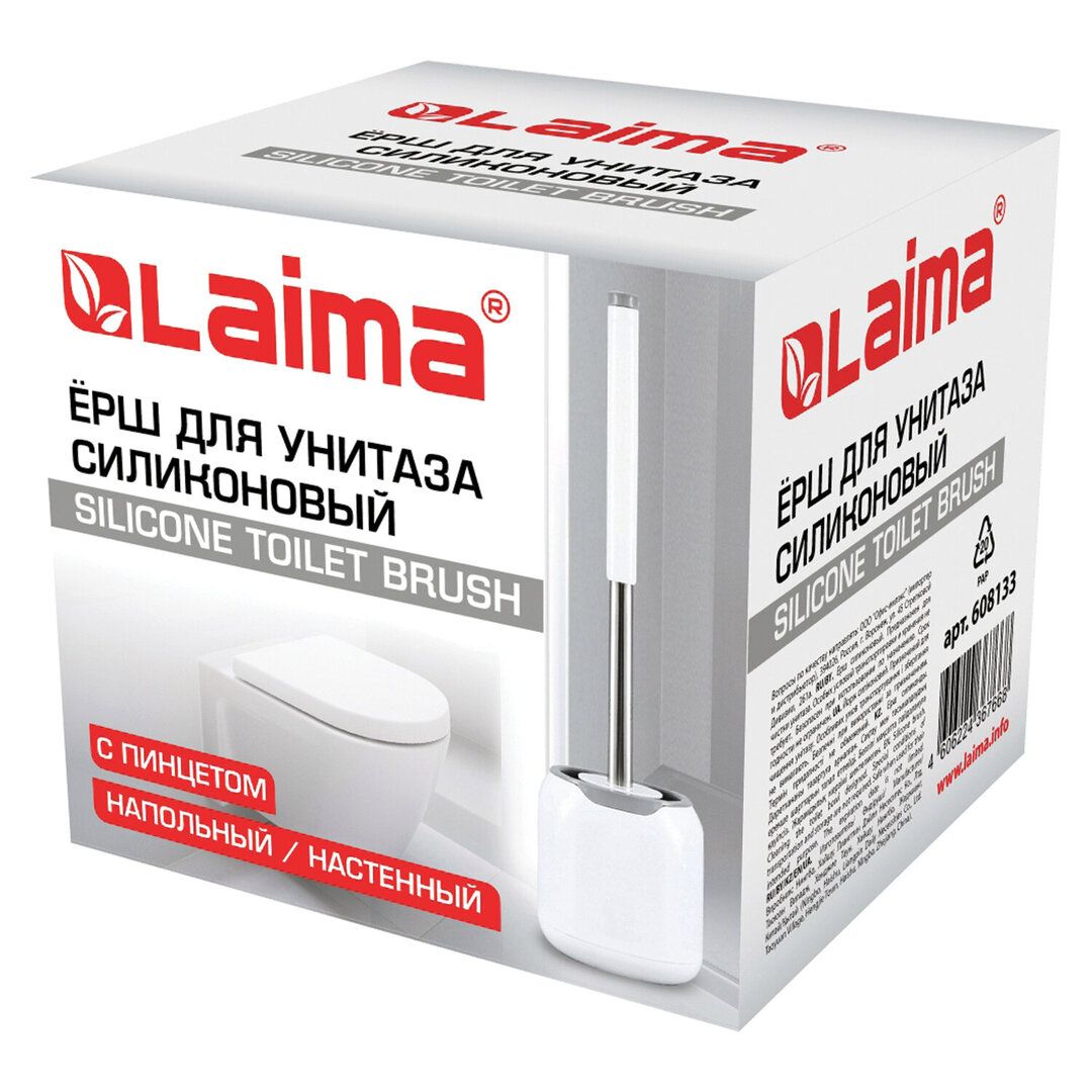 Ершик для туалета Laima "Round Type", с подставкой, пластик, белый / Веники, щетки, совки №4