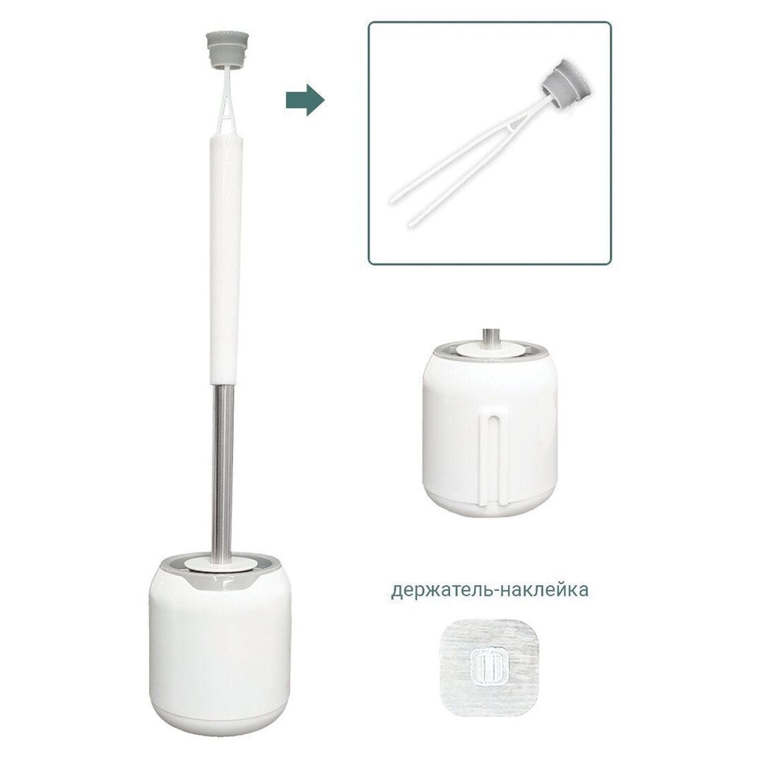 Ершик для туалета Laima "Round Type", с подставкой, пластик, белый / Веники, щетки, совки №2