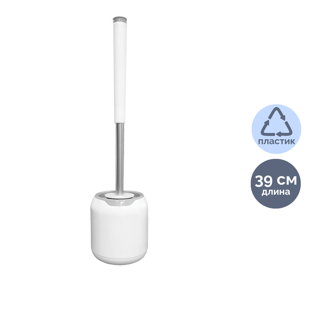 Ершик для туалета Laima "Round Type", с подставкой, пластик, белый / Веники, щетки, совки