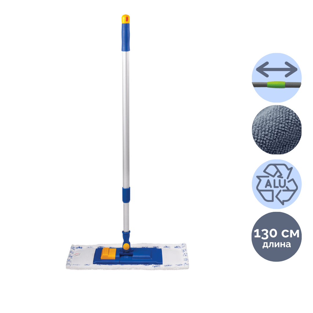 Швабра для пола из микрофибры Laima, телескопическая ручка 75-130 см / Швабры и комплекты