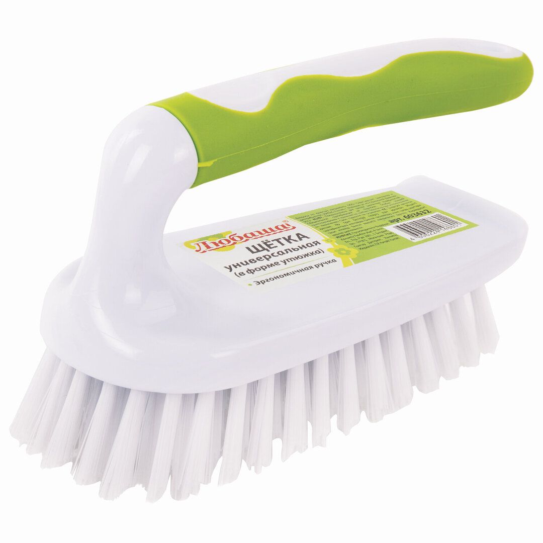 Щетка утюжок Любаша, пластик, 85*65*150 мм, белая/зеленая / Веники, щетки, совки oe.kz Щетка утюжок Любаша, пластик, 85*65*150 мм, белая/зеленая / Веники, щетки, совки