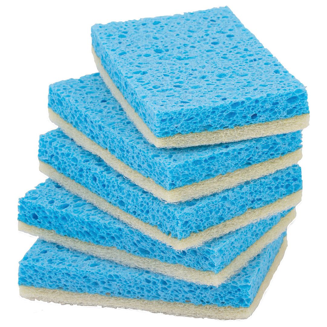 Губки для мытья посуды Laima, целлюлоза с абразивным слоем, в комплекте 5 шт. / Губки хозяйственные №2