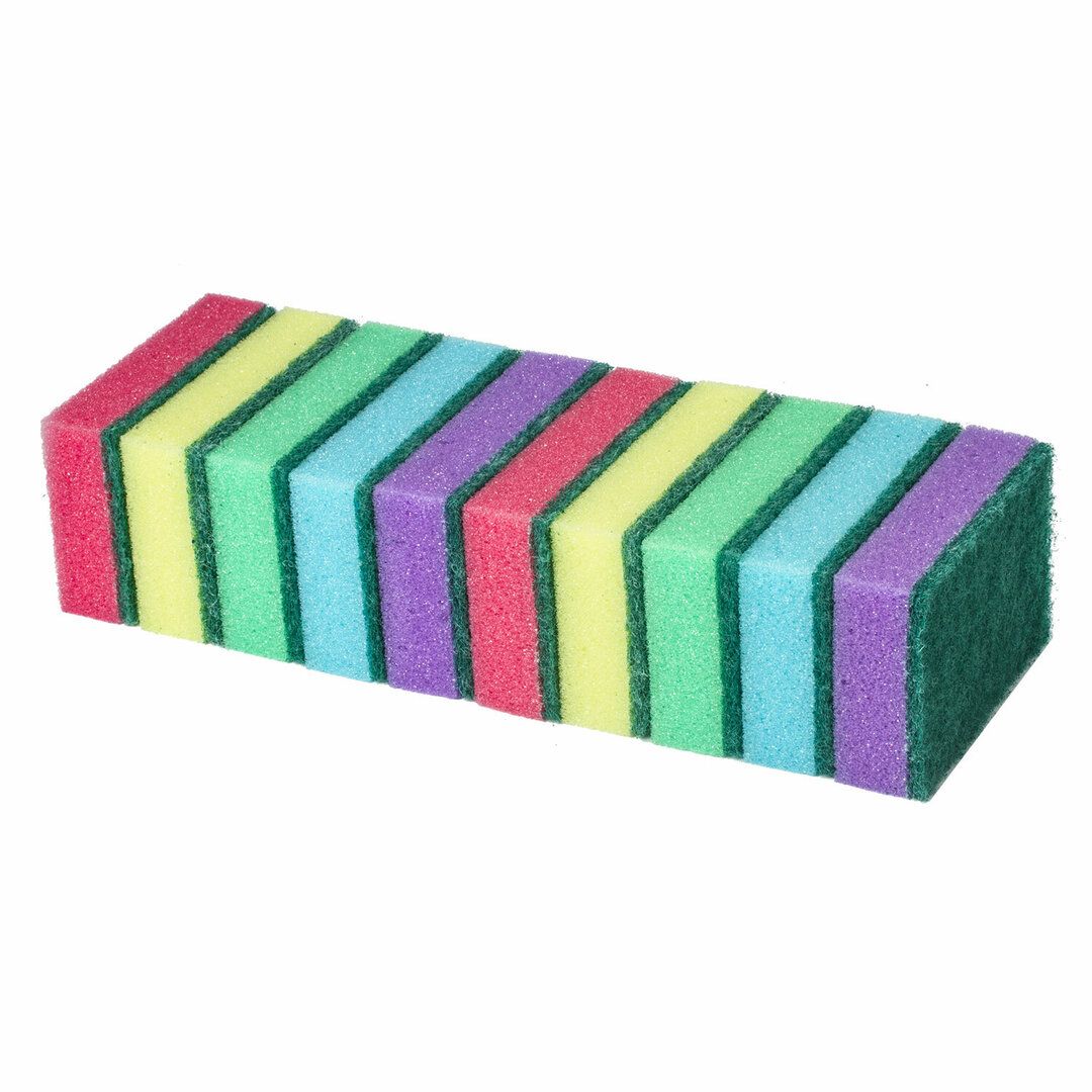 Губки для мытья посуды Laima, поролон с абразивным слоем, в комплекте 10 шт. / Губки хозяйственные №2