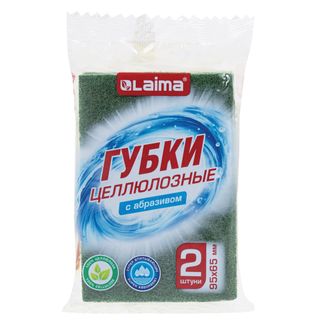 Губки для мытья посуды Laima, целлюлоза с абразивным слоем, в комплекте 2 шт. / Губки хозяйственные oe.kz Губки для мытья посуды Laima, целлюлоза с абразивным слоем, в комплекте 2 шт. / Губки хозяйственные