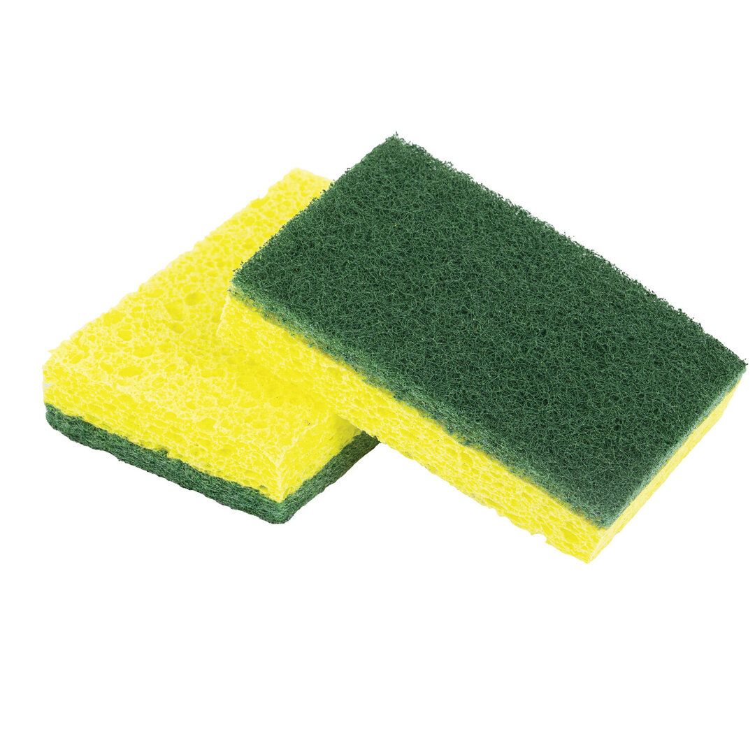 Губки для мытья посуды Laima, целлюлоза с абразивным слоем, в комплекте 2 шт. / Губки хозяйственные №2