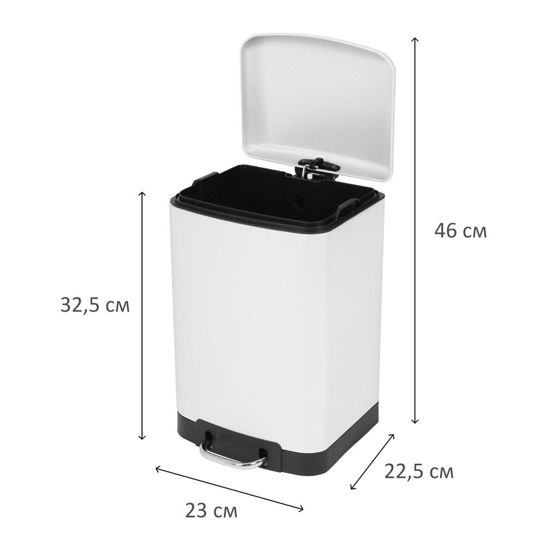 Ведро для мусора Laima "Ultra", 6 л, с педалью, металл, белое / Контейнеры и ведра для мусора №3