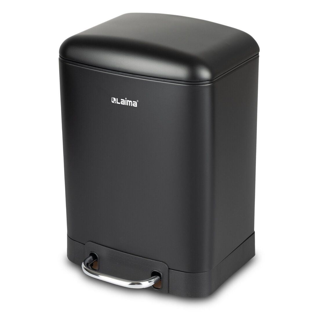 Қоқысқа арналған шелек-контейнер Laima, 20 л, басқышпен, дөңгелек, металл, қара / Қоқыс контейнерлері мен шелектері oe.kz Қоқысқа арналған шелек-контейнер Laima, 20 л, басқышпен, дөңгелек, металл, қара / Қоқыс контейнерлері мен шелектері