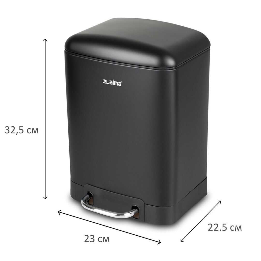 Қоқысқа арналған шелек-контейнер Laima, 20 л, басқышпен, дөңгелек, металл, қара / Қоқыс контейнерлері мен шелектері №2 oe.kz Қоқысқа арналған шелек-контейнер Laima, 20 л, басқышпен, дөңгелек, металл, қара / Қоқыс контейнерлері мен шелектері №2