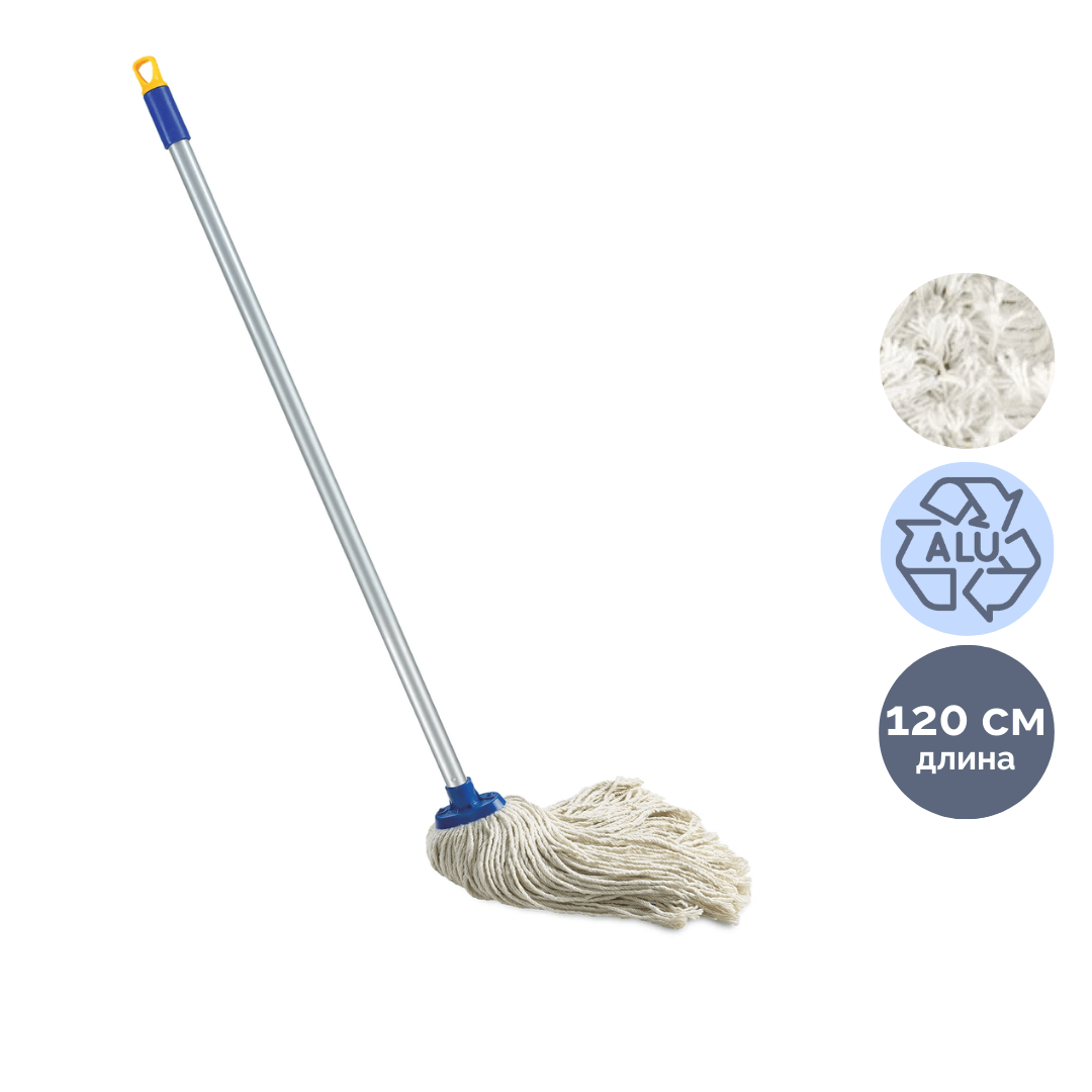 Швабра с веревочной насадкой Laima, ручка 120 см / Швабры и комплекты