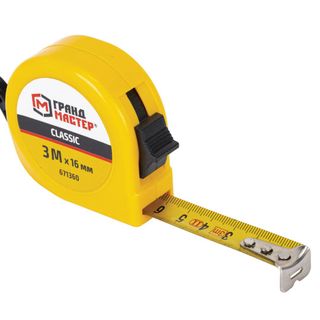 Рулетка измерительная Грандмастер "Classic", длина 3 м, ширина 16 мм, пластиковый корпус / Измерительный инструмент