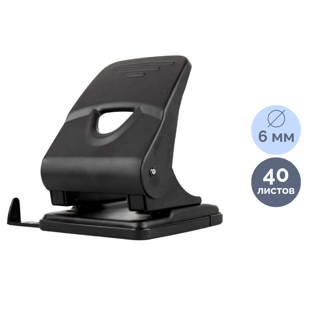 Тескіш Deli "E0150", 150 параққа дейін, металл, қара / 300 параққа дейінгі тескіштер