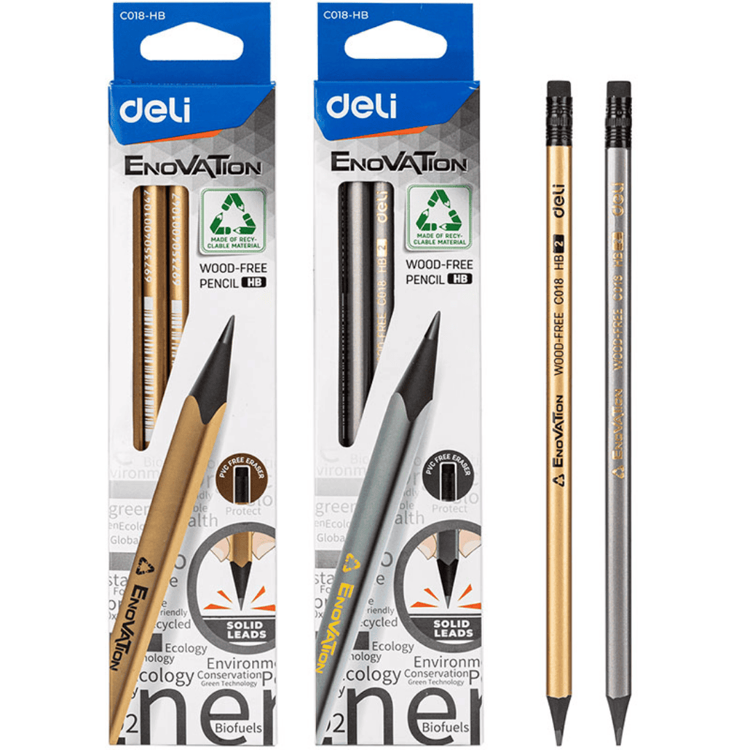 Карандаш чернографитный Deli "EnoVation", HB, пластик, заточенный с ластиком, цена за штуку / Карандаши чернографитные №2