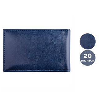 Визитница карманная Brauberg "Imperial" на 20 визиток, 70*110 мм, синяя / Визитницы карманные