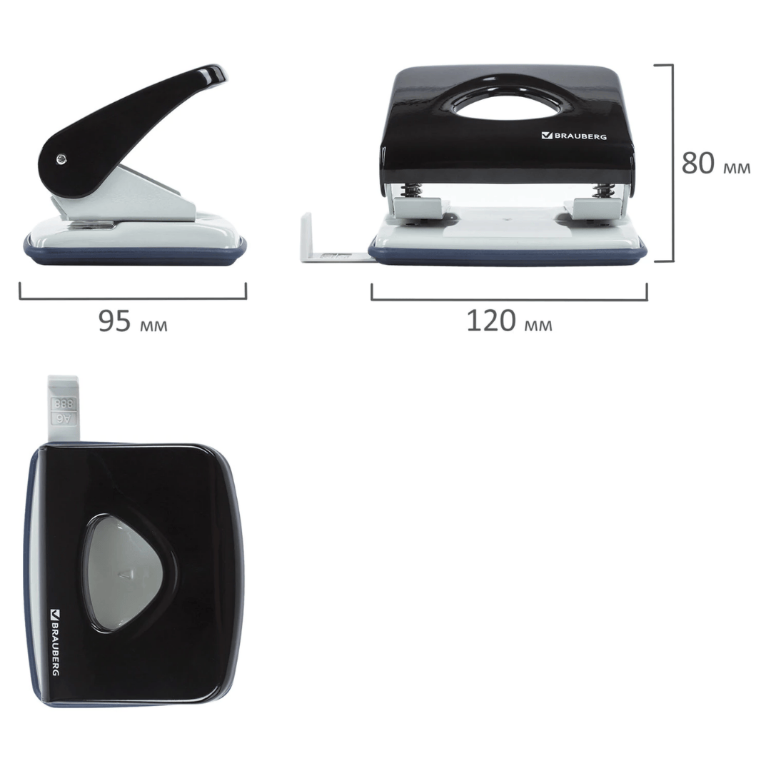 25 параққа дейінгі тескіш Brauberg "Classic", металл, қара / 35 параққа дейінгі тескіштер №3