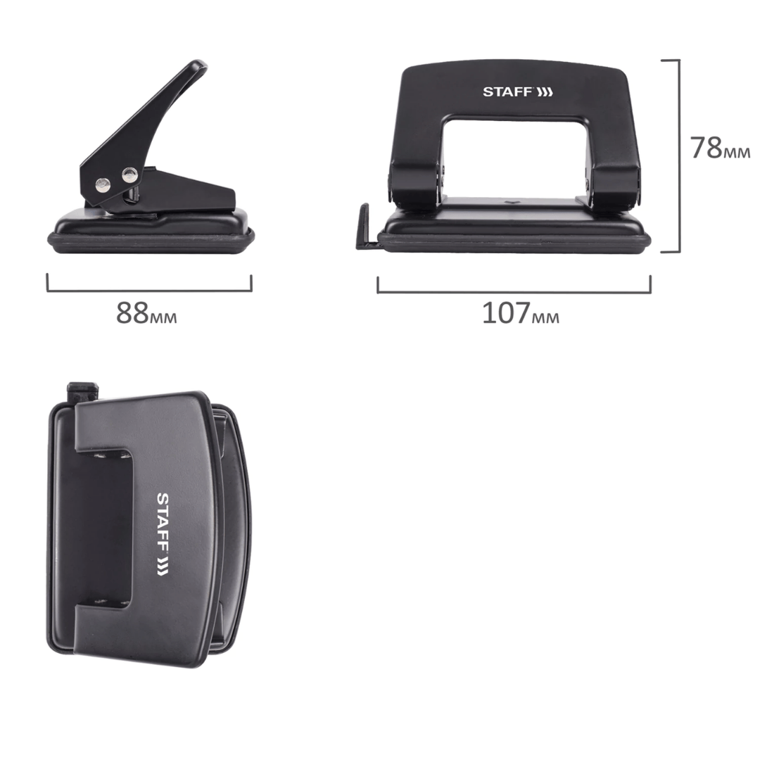 Тескіш Brauberg "Black Jack", ұстау 20 параққа дейін, металл, қара / 20 параққа дейінгі тескіштер №3