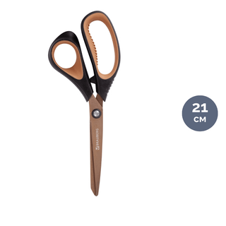 Ножницы Brauberg "Heavy Duty", размер 21 см, черные с коричневыми вставками / Ножницы