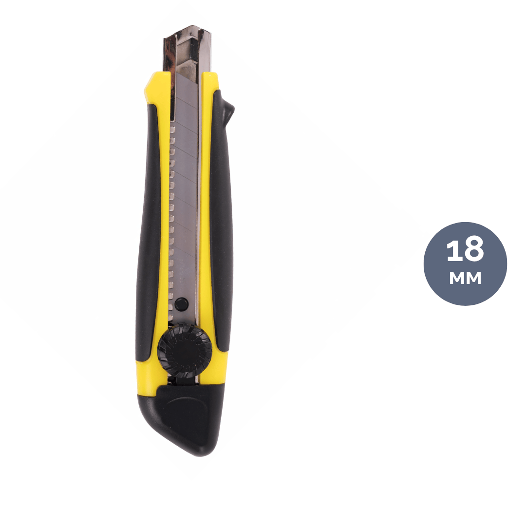 Нож канцелярский Brauberg "Universal", сменные лезвия 18 мм, прорезиненная ручка / Ножи канцелярские