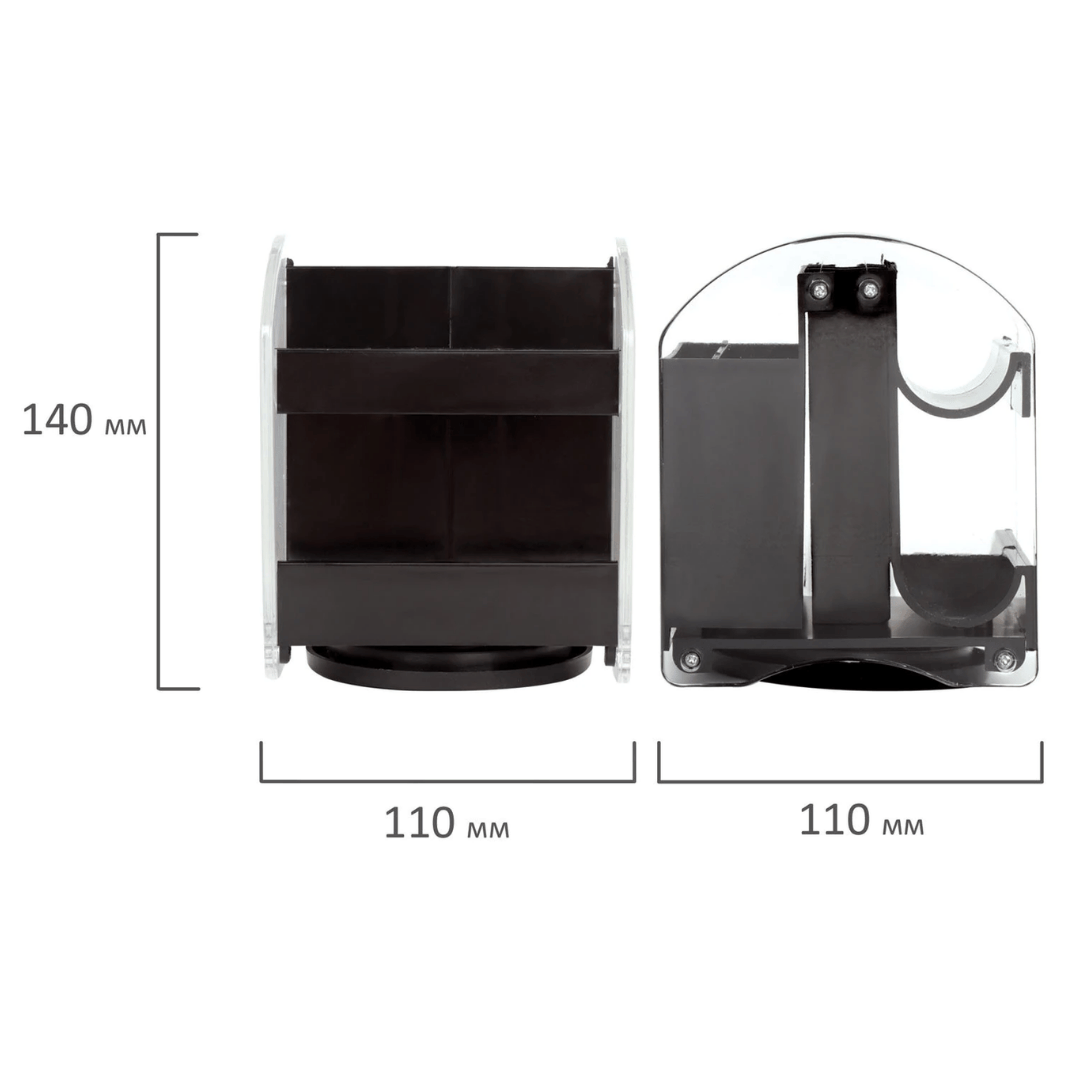 Настольный органайзер Staff "Форум", 15 предметов, вращающийся, черный / Подставка с наполнением №2