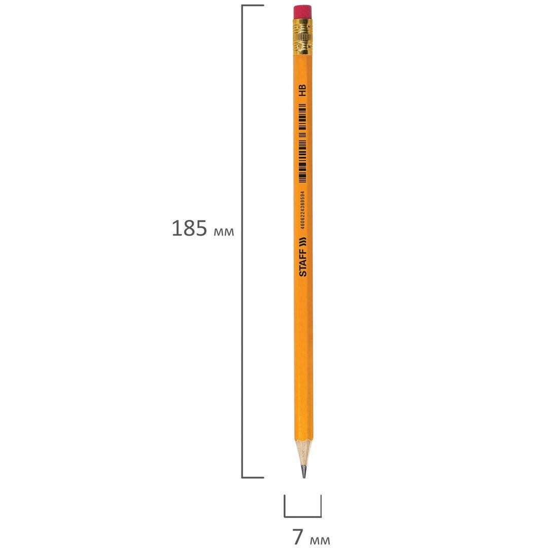 Карандаш чернографитный Staff "Everyday" BLP-YLW HB, пластиковый, заточенный с ластиком, желтый / Карандаши чернографитные №2