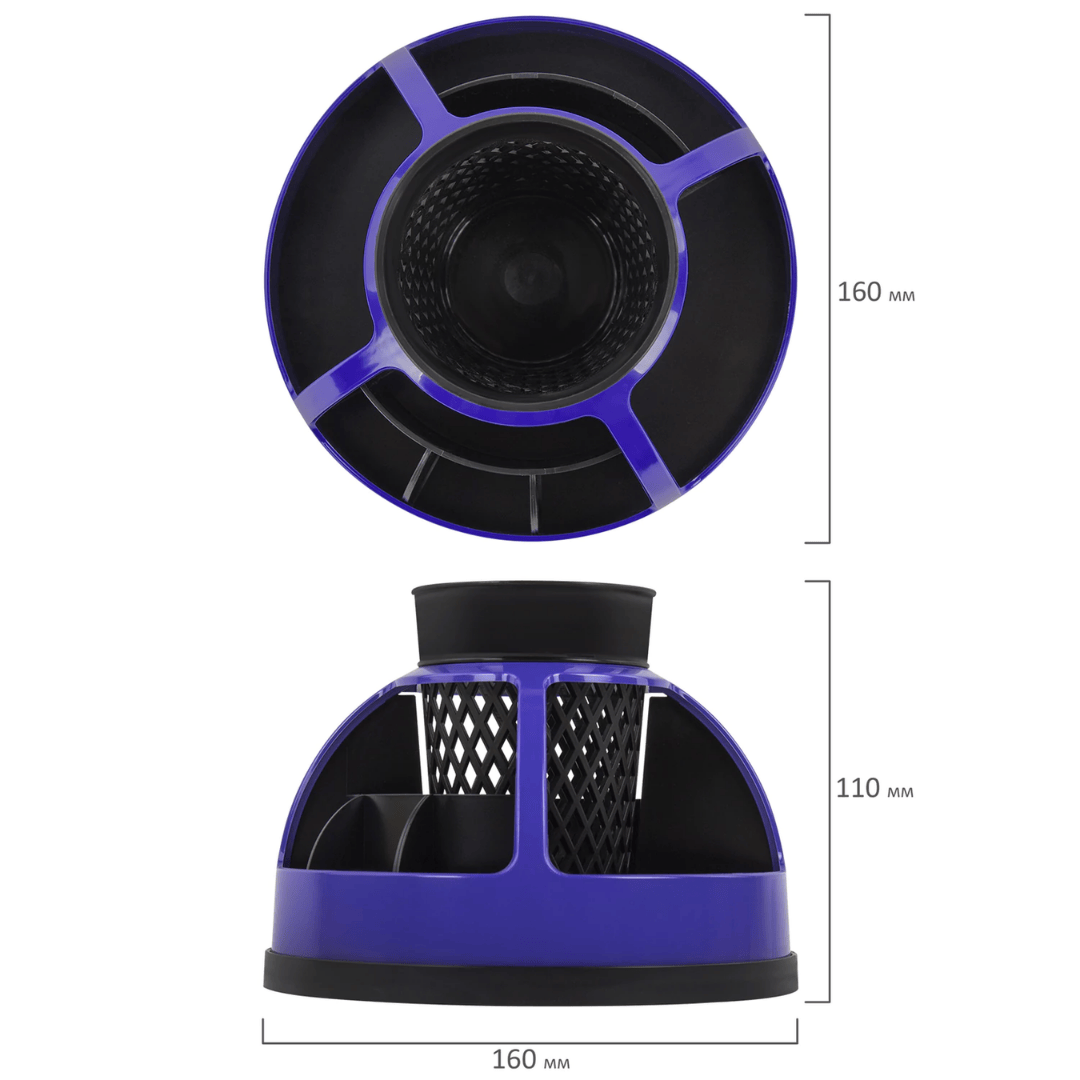 Настольная подставка Staff "Attraction", 160*160*110 мм, вращающаяся, 9 секций, черная/фиолетовая / Подставки без наполнения №3