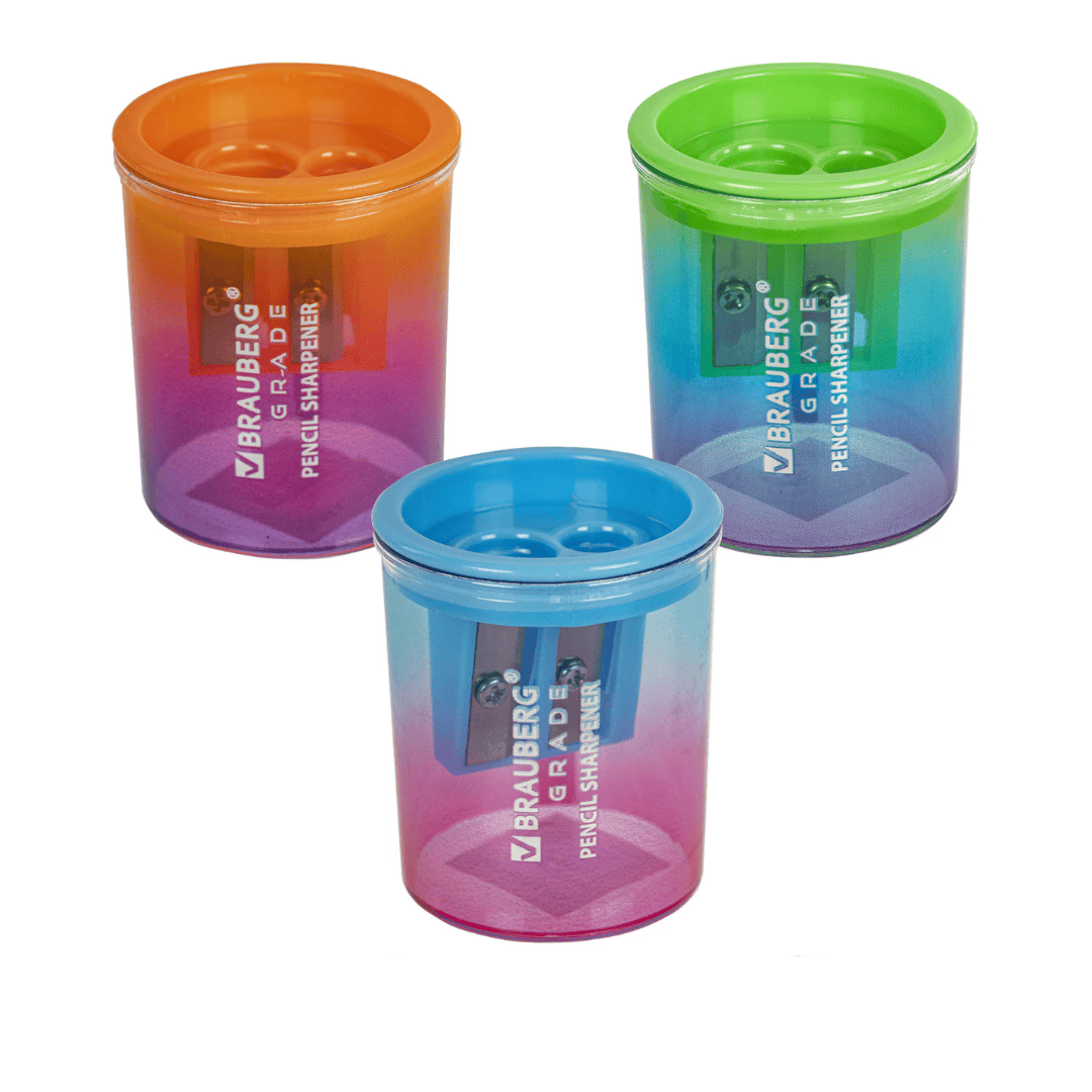 Ұштағыш Brauberg "Mix Dual", контейнермен, екі тесігі бар, ассорти, баға бір дана үшін / Ұштағыштар №2