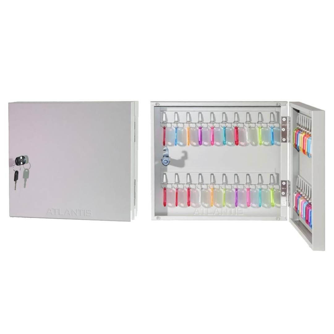 Ключница Atlantis Key-40 на 40 ключей, 300*355*59 мм, с брелоками, серебристая / Шкафчики для ключей, брелоки