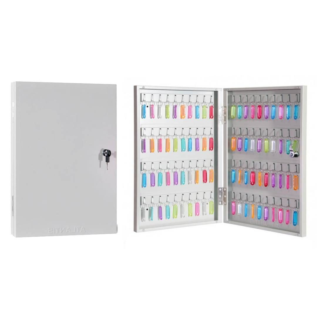 Ключница Atlantis Key-80 на 80 ключей, 500*355*59 мм, с брелоками, серебристая / Шкафчики для ключей, брелоки