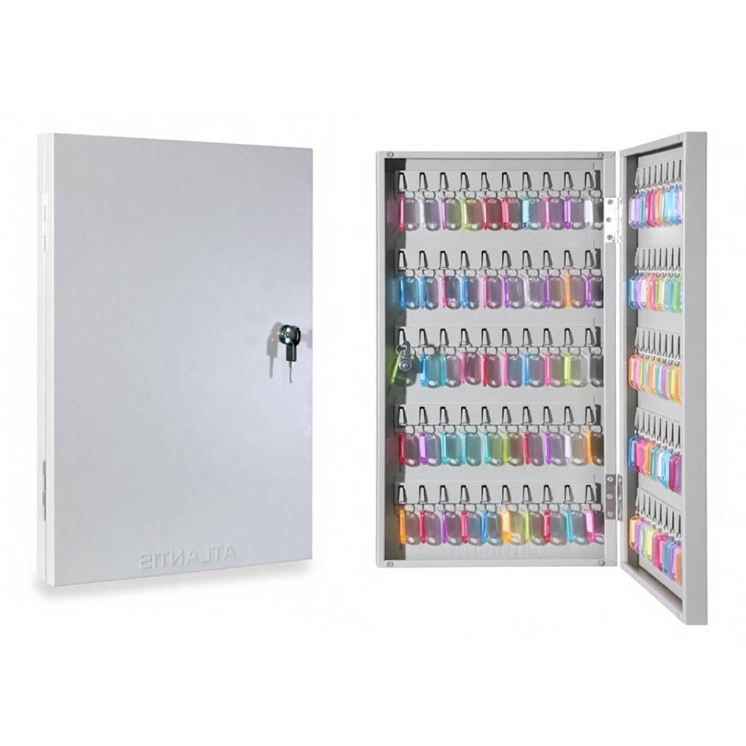 Ключница Atlantis Key-100 на 100 ключей, 600*355*59 мм, с брелоками, серебристая / Шкафчики для ключей, брелоки