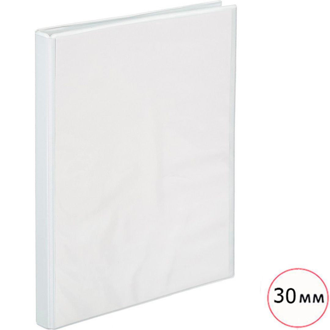 Папка Attache, А4 формат, на 4 кольцах, панорама, корешок 30 мм, белая / Папки на кольцах