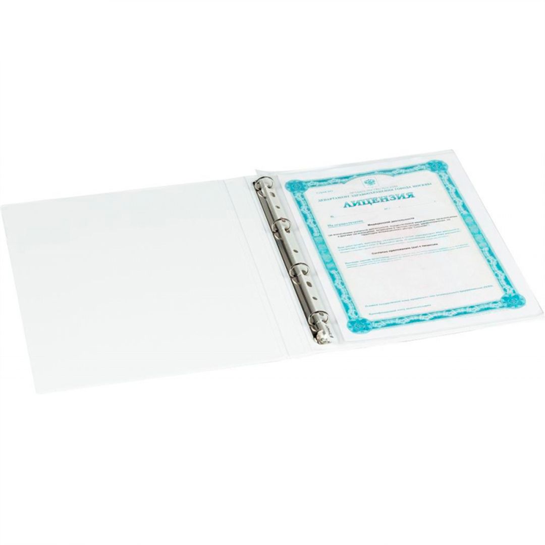 Папка Attache, А4 формат, на 4 кольцах, панорама, корешок 30 мм, белая / Папки на кольцах №4