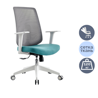 Кресло для руководителя Volson Caspian "M62B-W", ткань, сетка, серый/голубой / Кресла для руководителей