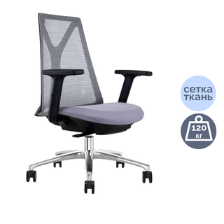 Кресло для руководителя Volson Atom "M21-HB", ткань, сетка, серый / Кресла для руководителей