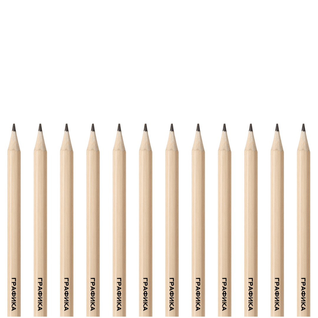 Қара графитті қарындаштар жинағы Красин "Конструктор" 2H-2B, үшкірленген өшіргішсіз, 6 дана/қапт / Қара графитті қарындаштар №2