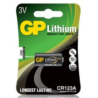 Батарейка GP Lithium бочонок CR123, 3.0V, литиевая, 1 шт., цена за штуку / Батарейки